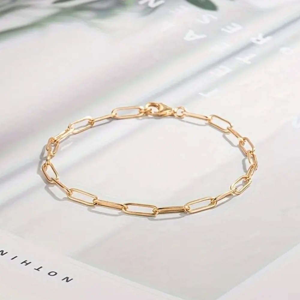 NWT 925 Sterling Silver Link Gold Plated Chain Bracelet